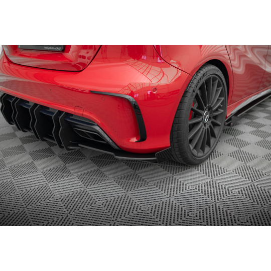 Maxton Design "Street Pro" boční difuzory pod zadní nárazník s křidélky pro Mercedes třída A W176 Facelift A45 AMG, plast ABS bez povrchové úpravy