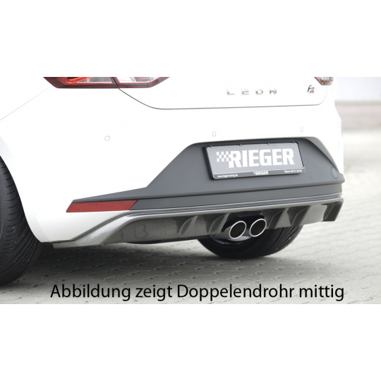Rieger vložka zadního nárazníku pro Seat Leon FR 5F 3-dvéř. (sc), 5-dvéř. před faceliftem, plast ABS s povrchovou úpravou Carbon-Look, pro dvojité koncovky na obou stranách