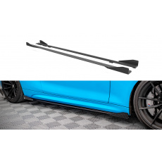 Maxton Design "Street Pro" difuzory pod boční prahy s křidélky pro BMW M2 F87, plast ABS bez povrchové úpravy, s červenou linkou