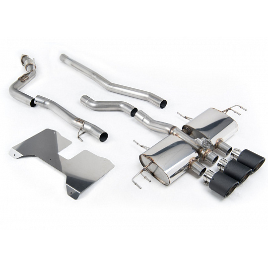 Milltek Sport výfukový systém cat-back bez rezonátoru (nejhlasitější) s klapkami pro Honda Civic Type R FL5 2.0 i-VTEC (s i bez OPF/GPF) 2022-2024, JET-115 karbonové koncovky