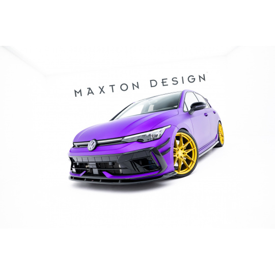 Maxton Design spoiler pod přední nárazník ver.2 pro Volkswagen Golf R Mk8 Facelift, černý lesklý plast ABS