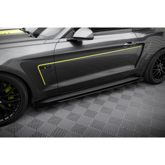 Maxton Design "Street Pro" difuzory pod boční prahy s křidélky pro Ford Mustang Mk6 GT, plast ABS bez povrchové úpravy