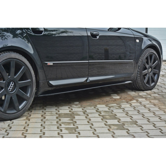 Maxton Design difuzory pod boční prahy pro Audi A4 B7, černý lesklý plast ABS