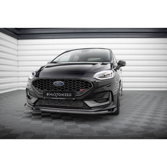 Maxton Design spoiler pod přední nárazník ver.3 pro Ford Fiesta ST Mk8 Facelift, černý lesklý plast ABS