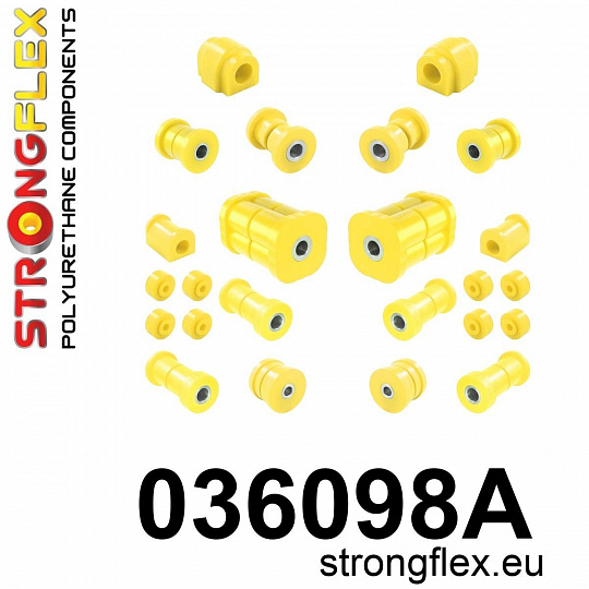 036098A: Strongflex Kompletní sada polyuretanových silentbloků pro zavěšení varianta SPORT 036098A: Strongflex Kompletní sada polyuretanových silentbloků pro zavěšení varianta SPORT