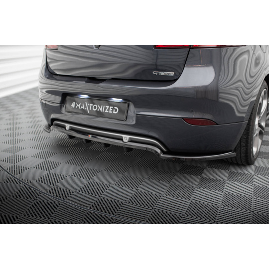 Maxton Design středový spoiler pod zadní nárazník s žebrováním pro Renault Megane GT Mk3 Facelift, černý lesklý plast ABS
