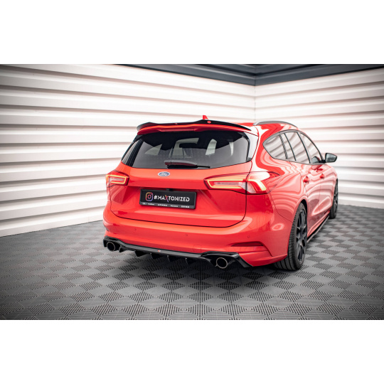 Maxton Design vložka zadního nárazníku ver.2 pro Ford Focus ST Mk4, černý lesklý plast ABS, Estate