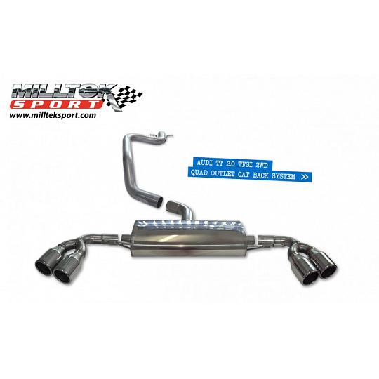 Milltek Sport výfukový systém cat-back Dual GT100 pro Audi TT Mk2 2.0 TFSi 2WD 2006-2011, leštěné koncovky
