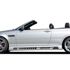 Rieger boční práh (175mm) mont. strana levá pro BMW řada 3 E46, E46 M3 compact, kabriolet, kupé, sedan vč. faceliftu, r.v. 02/02-, 02/98-12/01, 06/00-, plast ABS bez povrchové úpravy, s prolisem, s prolisem a dvěma výřezy