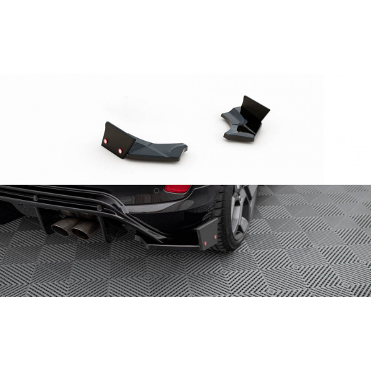 Maxton Design difuzory pod zadní nárazník s křidélky ver.4 pro Ford Fiesta ST Mk8, černý lesklý plast ABS