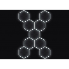 Kompletní LED hexagonové svítidlo bílé 6500 K, rozměr: 9 elementů 246 x 386 cm Kompletní LED hexagonové svítidlo bílé 6500 K, rozměr: 9 elementů 246 x 386 cm
