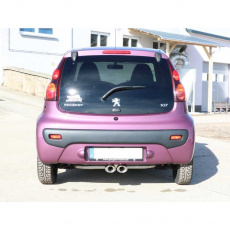 Fox Sportauspuff koncový tlumič výfuku s vývodem uprostřed s koncovkou 2x115x85 Typ 32 pro Peugeot 107 s motorem 1.0, 1.4 D