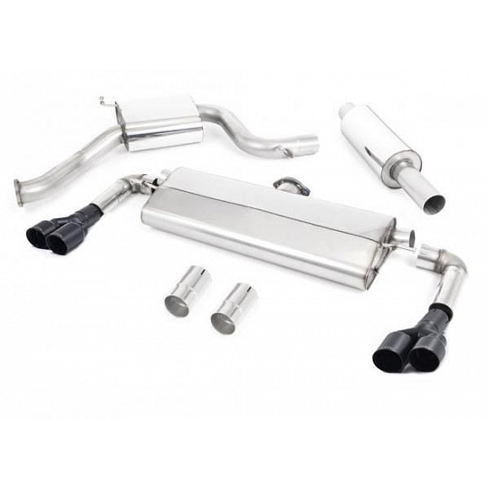 Milltek Sport homologovaný výfuk cat-back s rezonátorem pro Seat Leon Cupra 300 2.0 TSI (bez OPF/GPF) 2018-2019, GT-80 dvojité černé koncovky