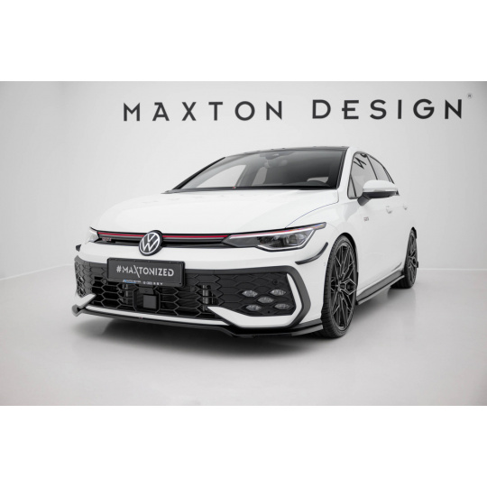 Maxton Design spoiler pod přední nárazník ver.3 pro Volkswagen Golf R-Line Mk8 Facelift, černý lesklý plast ABS