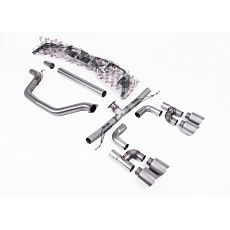 Milltek Sport výfukový systém cat-back Golf R Style - Race (nejhlasitější) pro Volkswagen Golf Mk8 GTi (Golf R Style Quad Outlet Systems - 245ps bez GPF / North American modely) 2021-2024, typ koncovek: GT-115 titanové