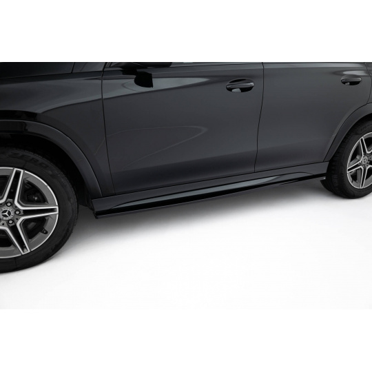 Maxton Design difuzory pod boční prahy pro Mercedes GLE SUV W167, SUV W167 Facelift, černý lesklý plast ABS