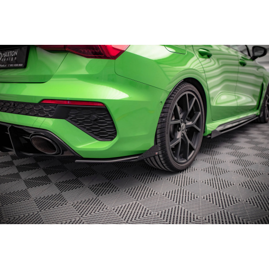 Maxton Design "Street Pro" boční difuzory pod zadní nárazník s křidélky pro Audi RS3 8Y, plast ABS bez povrchové úpravy, Sedan, s červenou linkou