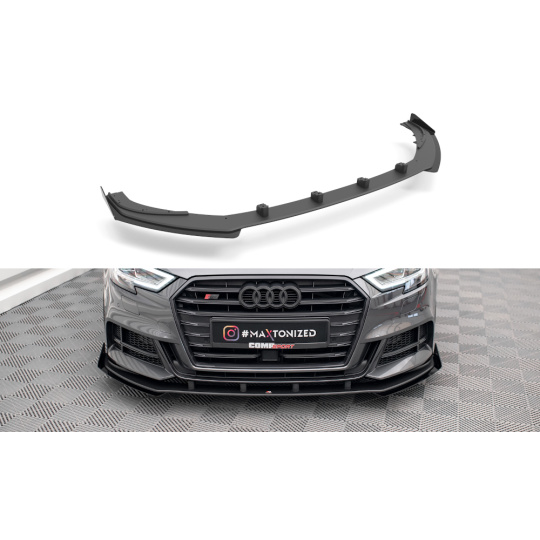 Maxton Design "Street Pro" spoiler pod přední nárazník s křidélky ver.1 pro Audi S3 8V FL, plast ABS bez povrchové úpravy, Sportback