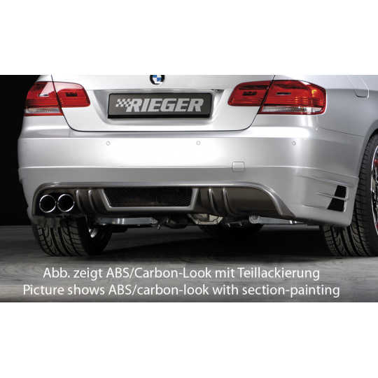 Rieger spoiler pod zadní nárazník pro BMW řada 3 E92, E93 kabriolet, kupé před faceliftem r.v. 03/07-02/10, 09/06-02/10, plast ABS bez povrchové úpravy, mimo 335i a 335d, pro vozy s dvojitou koncovkou vlevo