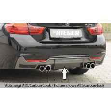 Rieger vložka zadního nárazníku pro BMW řada 4 F32, F33, F36 coupe (3-dvéř.), gran coupe (5-dvéř.), kabriolet vč. faceliftu, plast ABS bez povrchové úpravy, pro dvojité koncovky na obou stranách 4x80 mm (435i/440i look) vč. mřížky