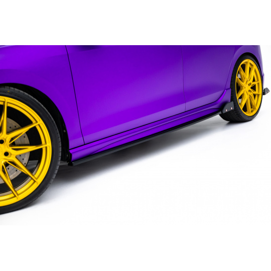 Maxton Design difuzory pod boční prahy s křidélky ver.2 pro Volkswagen Golf R Mk8, černý lesklý plast ABS