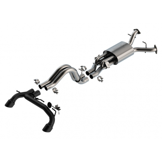 Borla Cat-Back výfukový systém "ATAK" pro Ford Bronco Raptor 3.0L V6 Twin Turbo, automat, 2+4WD, 4-dveř., r.v. 2022-2024, jednoduchá koncovka na obou stranách, typ koncovek: černé