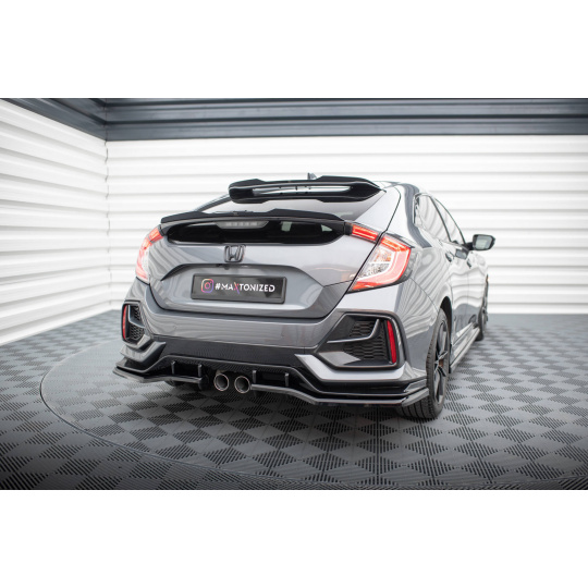 Maxton Design středový spoiler pod zadní nárazník s žebrováním pro Honda Civic Mk10 Sport, černý lesklý plast ABS