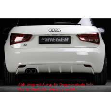 Rieger vložka zadního nárazníku pro Audi A1 8X 3-dvéř., 5-dvéř. (sportback) před faceliftem, plast ABS bez povrchové úpravy, mimo S-Line, pro orig. koncovku vlevo