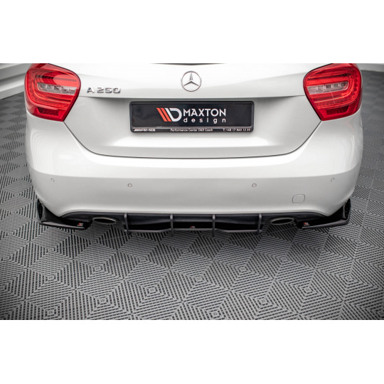 Maxton Design "Street Pro" difuzor zadního nárazníku pro Mercedes třída A W176/Standard, plast ABS bez povrchové úpravy, s černou a červenou linkou