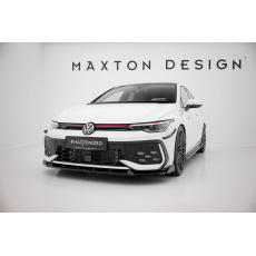 Maxton Design spoiler pod přední nárazník s křidélky ver.2 pro Volkswagen Golf R-Line Mk8 Facelift, černý lesklý plast ABS