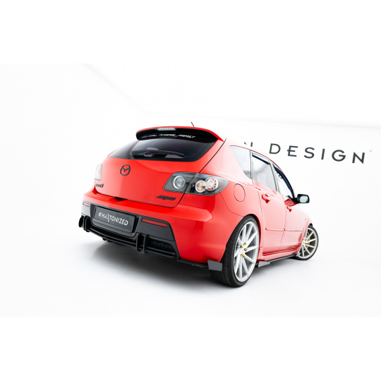 Maxton Design "Street Pro" difuzor zadního nárazníku pro Mazda 3 Mk1 MPS, plast ABS bez povrchové úpravy, EU verze, s červenou linkou