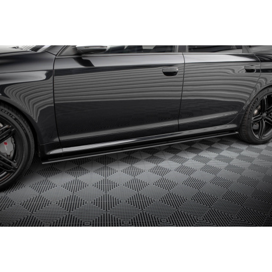 Maxton Design "Street Pro" difuzory pod boční prahy pro Audi RS6 C6, plast ABS bez povrchové úpravy, s červenou linkou