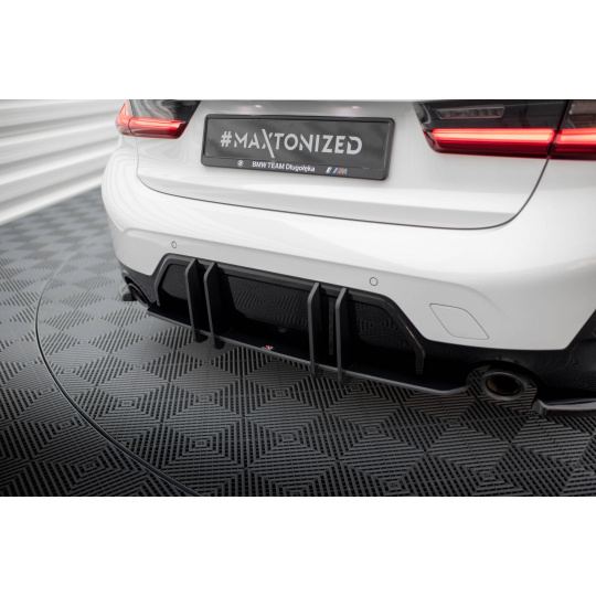 Maxton Design "Street Pro" difuzor zadního nárazníku pro BMW řada 3 G20 Facelift M-Pack, G21 Facelift M-Pack, plast ABS bez povrchové úpravy, s černou a červenou linkou