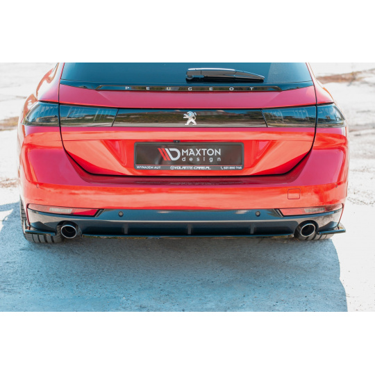 Maxton Design středový spoiler pod zadní nárazník bez žebrování pro Peugeot 508 Mk2, černý lesklý plast ABS, kombi Maxton Design středový spoiler pod zadní nárazník bez žebrování pro Peugeot 508 Mk2, černý lesklý plast ABS, kombi