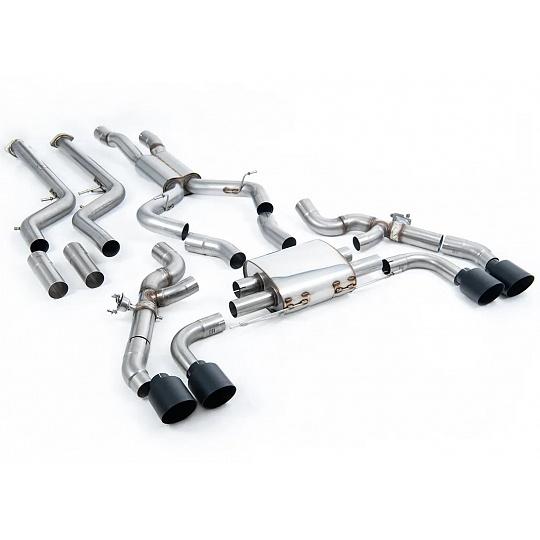 Milltek Sport Downpipe-back (náhrada OPF/GPF) pro BMW X3 X3M / X3M Comp (G01) 3.0 (s OPF/GPF S58 - facelift) 2022-2024, GT-115 černé koncovky