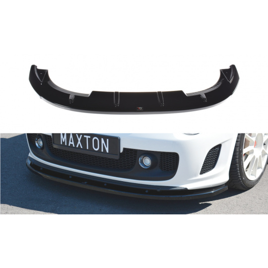 Maxton Design spoiler pod přední nárazník ver.2 pro Fiat 500/595/695 Abarth Mk1, černý lesklý plast ABS