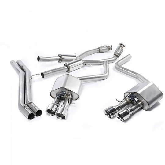 Milltek Sport výfukový systém cat-back bez rezonátoru (hlasitější) pro Audi S8 D4 4.0 TFSI quattro Tiptronic 2013-2018, typ koncovek: GT-100 leštěné