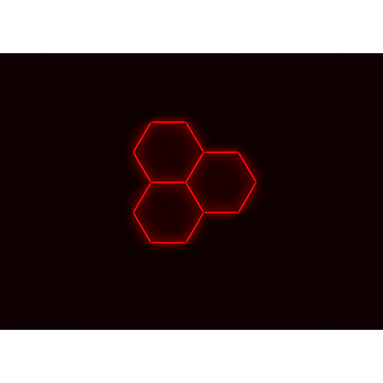 Kompletní LED hexagonové svítidlo červené, rozměr: 3 elementy 168 x 166 cm