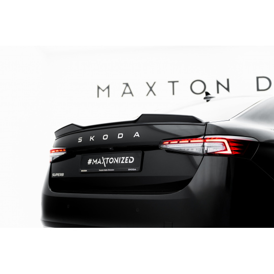 Maxton Design prodloužení spoileru 3d pro Škoda Superb Mk4, černý lesklý plast ABS, Sedan