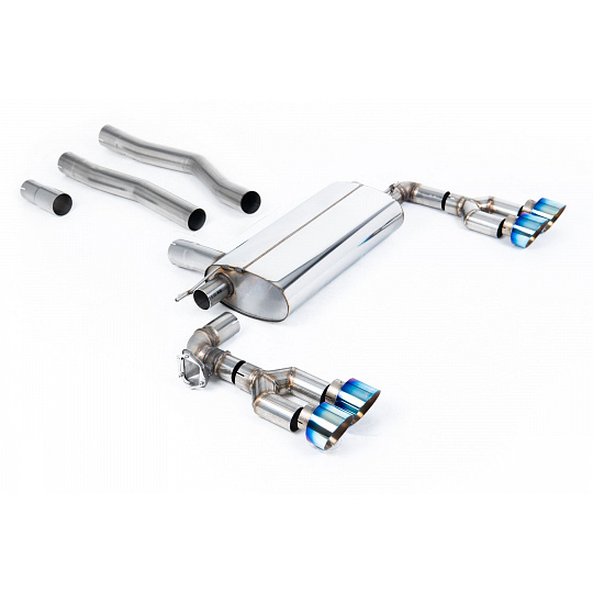 Milltek Sport výfukový systém OPF/GPF Back Maxton x Milltek pro BMW řada 1 128ti 5-dvéř. (F40 s OPF/GPF) 2021-2024, Quad GT-100 titanově modré koncovky