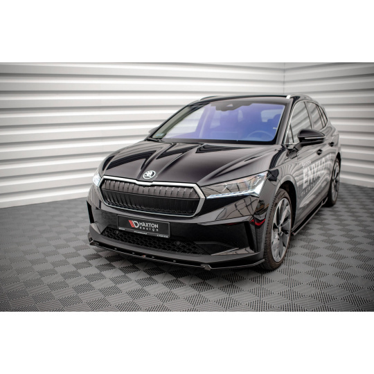 Maxton Design spoiler pod přední nárazník ver.2 pro Škoda Enyaq iV Mk1, černý lesklý plast ABS