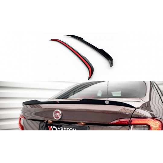 Maxton Design prodloužení spoileru pro Fiat Tipo S Mk1 Sedan, černý lesklý plast ABS