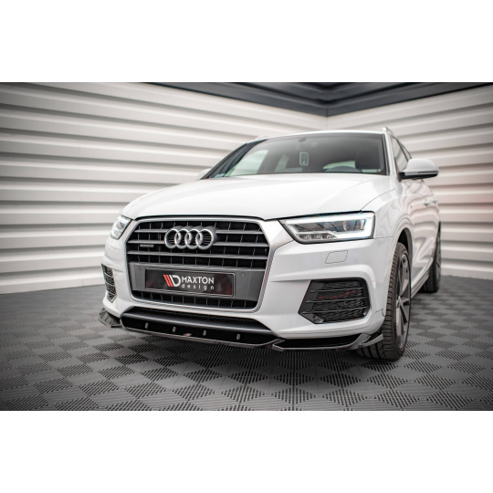 Maxton Design spoiler pod přední nárazník pro Audi Q3 8U Facelift S-Line, černý lesklý plast ABS