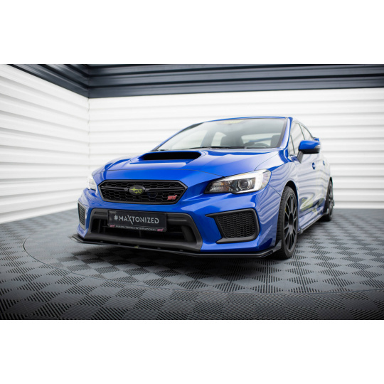 Maxton Design "Street Pro" spoiler pod přední nárazník s křidélky pro Subaru Wrx STI Mk1 Facelift, plast ABS bez povrchové úpravy, s červenou linkou