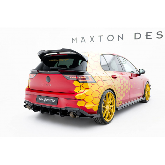 Maxton Design "Street Pro" difuzor zadního nárazníku v.2 pro Volkswagen Golf GTI Mk8 Facelift, plast ABS bez povrchové úpravy, Clubsport, s červenou linkou