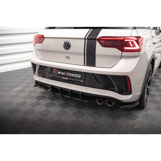 Maxton Design "Street Pro" difuzor zadního nárazníku pro Volkswagen T-roc R Mk1, plast ABS bez povrchové úpravy, s červenou linkou