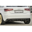Rieger vložka zadního nárazníku pro Audi A3 8V 3-dvéř. (hatchback 8V1), 5-dvéř. (sportback 8VA) před faceliftem, plast ABS s povrchovou úpravou Carbon-Look, pro dvojité koncovky na obou stranách