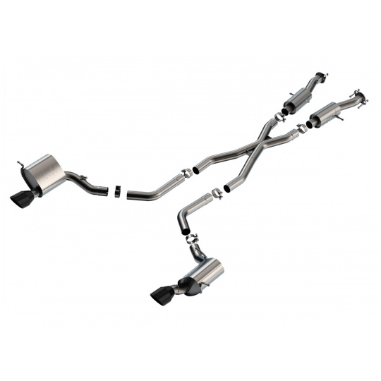 Borla Cat-Back výfukový systém "S-Type" pro Jeep Grand Cherokee SRT-8 6,4l s automatickou převodovkou AWD 4-dvéř. r.v. od 15-20, typ koncovek: černé