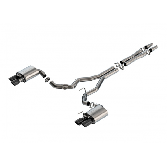 Borla Cat-Back výfukový systém "ATAK" pro Ford Mustang GT 5.0L V8, automat/manual, RWD, 2-dveř., s Active Exhaust, r.v. 2024-, typ koncovek: černé