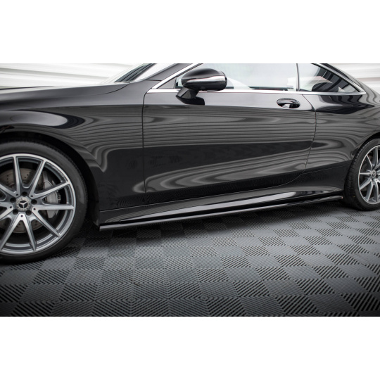 Maxton Design difuzory pod boční prahy pro Mercedes třída S W222/Coupe (C217)/AMG-Line Facelift, černý lesklý plast ABS
